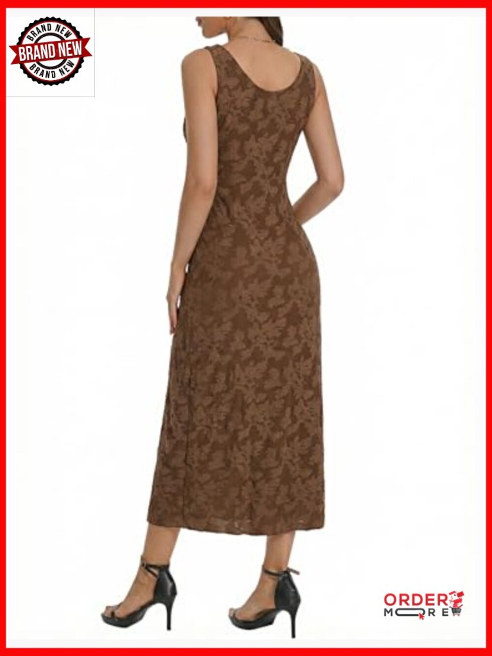V Neck Sleeveless Mesh Maxi Dress Floral Casual Long Dress for Wedding Cocktail - Picture 2 of 7